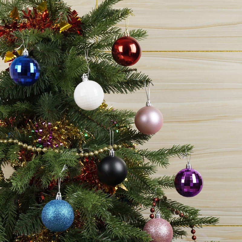 Emopeak 24Pcs Christmas Balls Ornaments for Xmas Christmas Tree - 4 Style Shatterproof Christmas Tree Decorations Hanging Ball for Holiday Wedding Party Decoration (Black, 2.4"/6.2CM) - Image 5